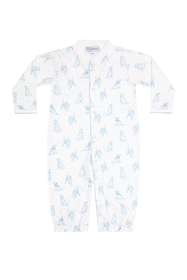 Blue Puppy Love Print Converter Gown Boy Converter Gown Nella Pima 