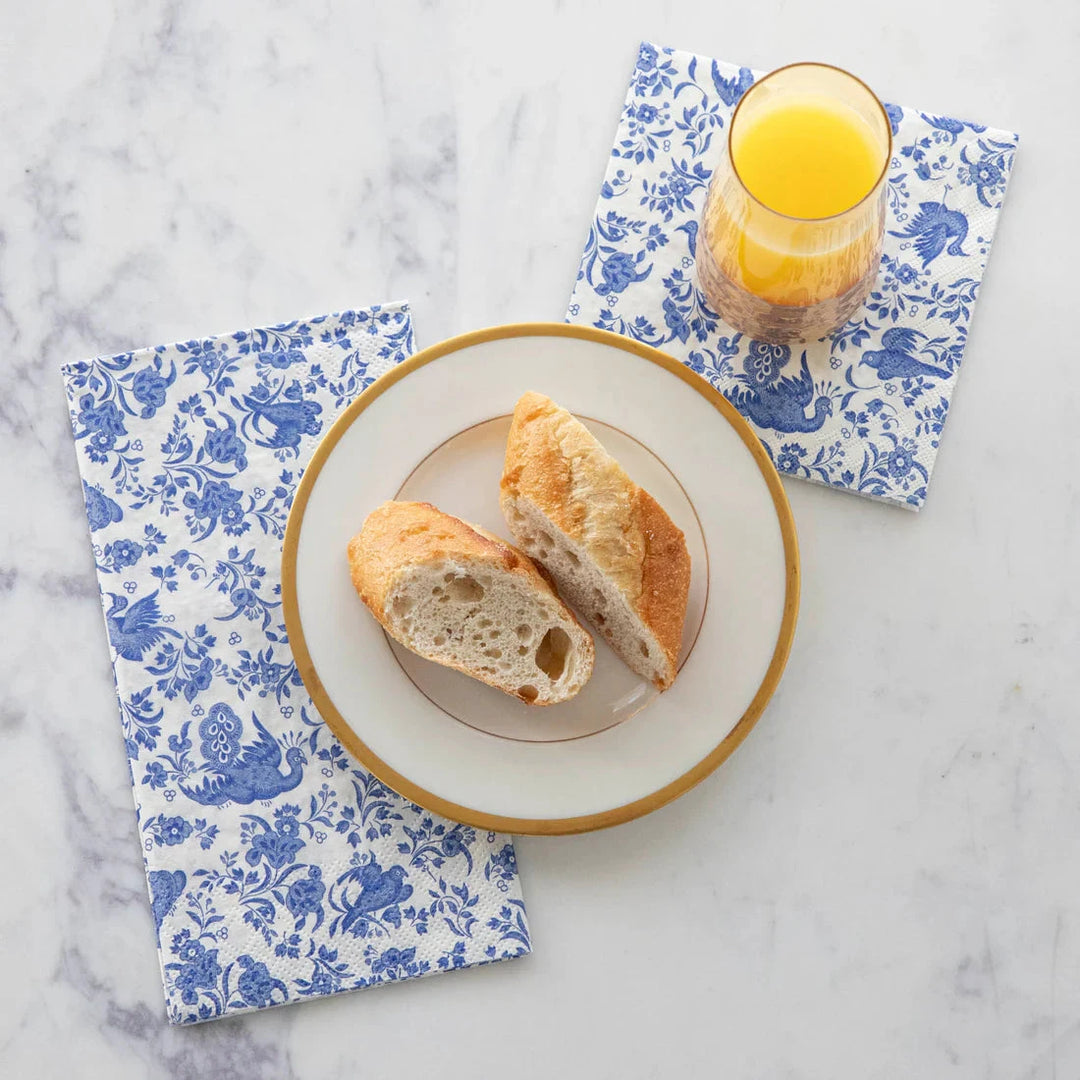 Blue Regal Peacock Cocktail Napkins Cocktail Napkins Hester and Cook 