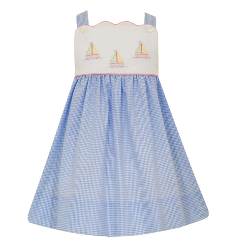 Blue Sailboat Dress Girl Dress Anavini 