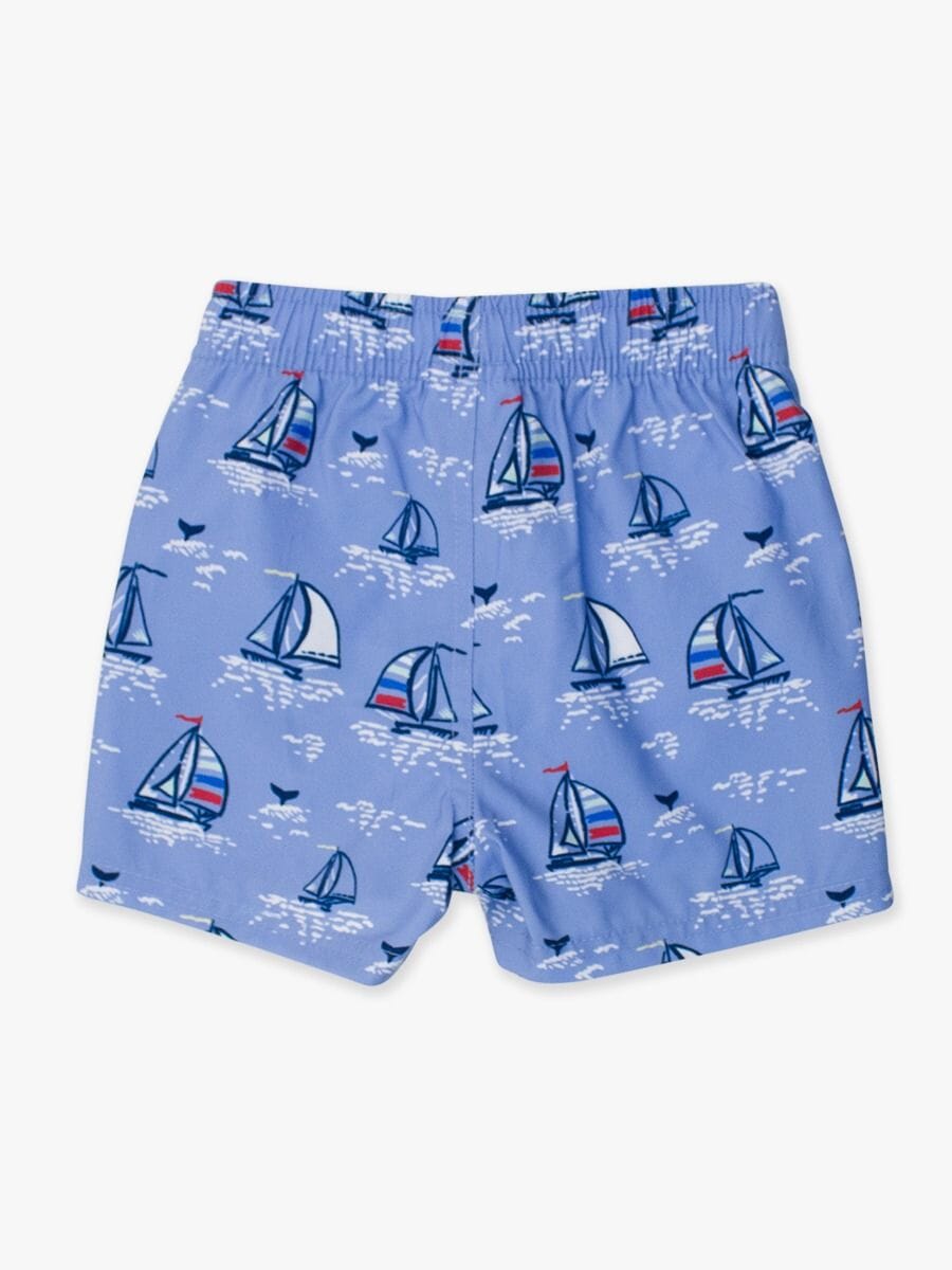 Blue Seas the Day Swim Trunks Boy Bathing Suit Rufflebutts 