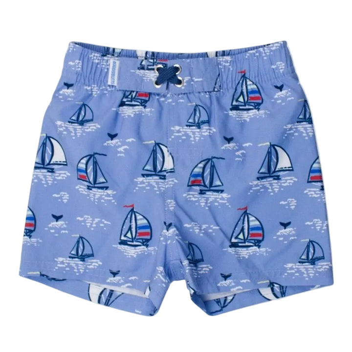 Blue Seas the Day Swim Trunks Boy Bathing Suit Rufflebutts 