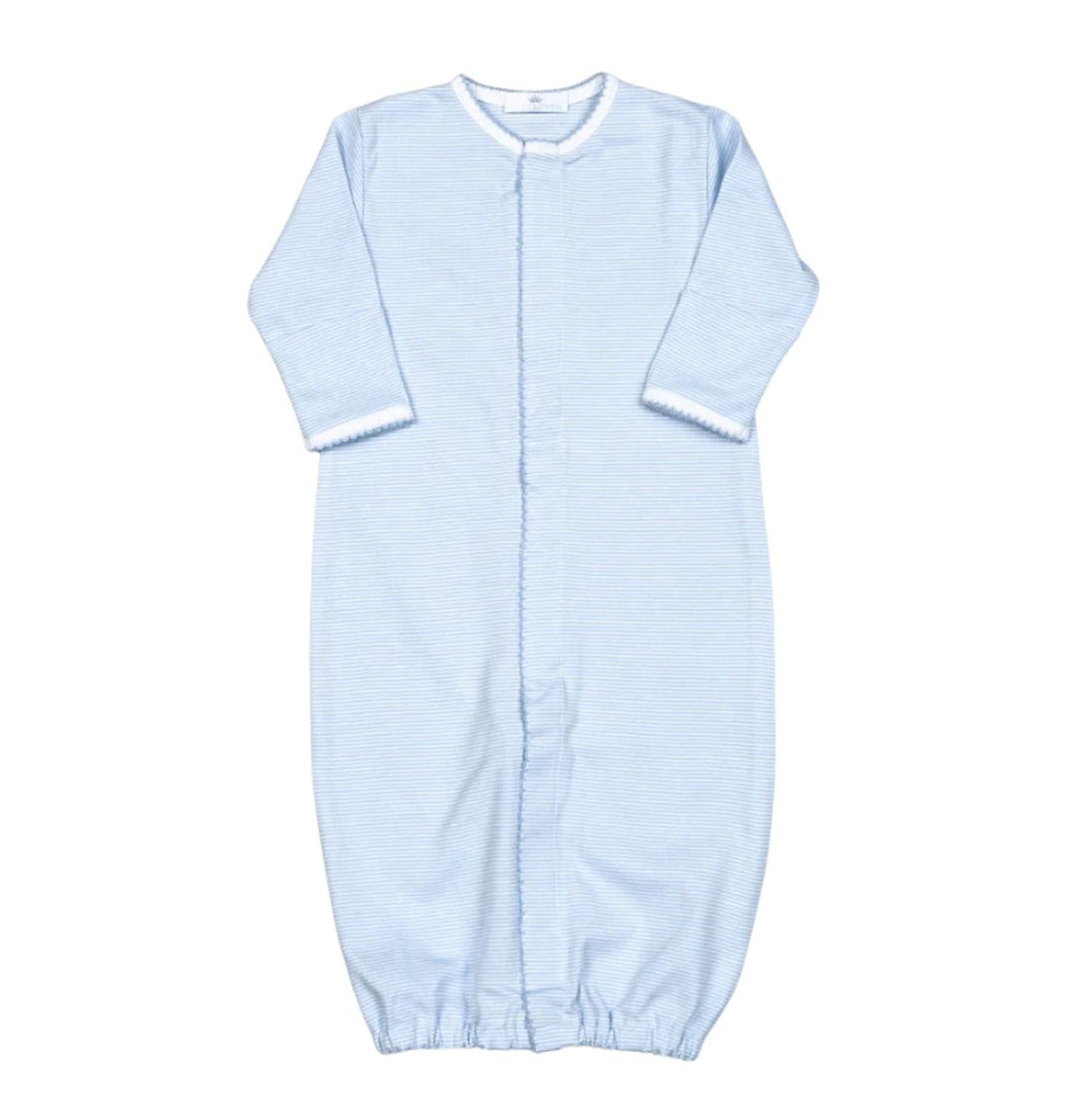 Blue Stripe Pima Converter Gown Boy Gown Baby Loren 