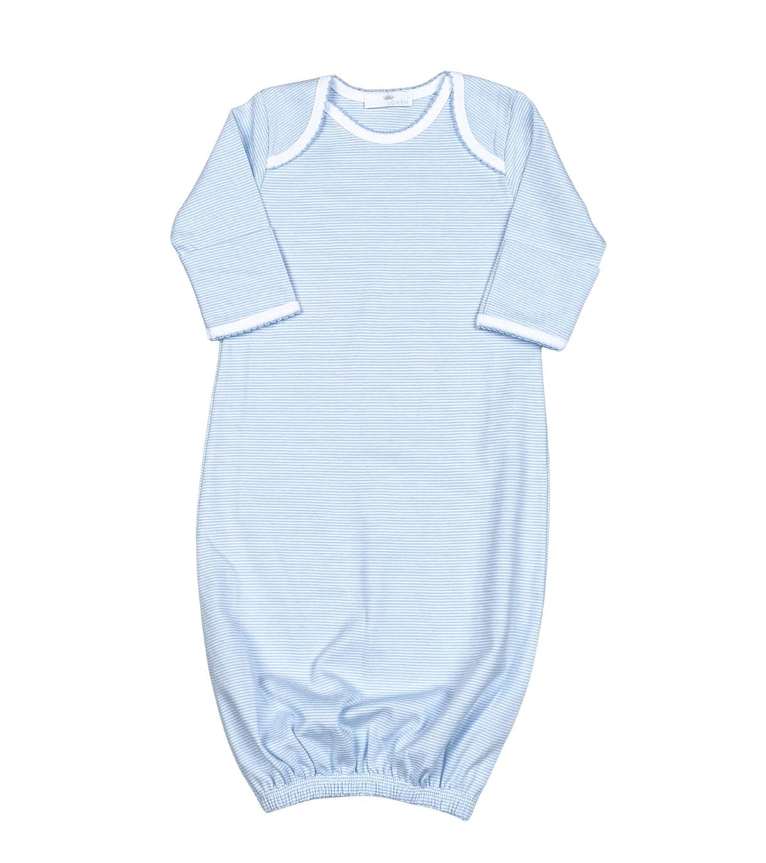 Blue Stripe Pima Gown Boy Gown Baby Loren 
