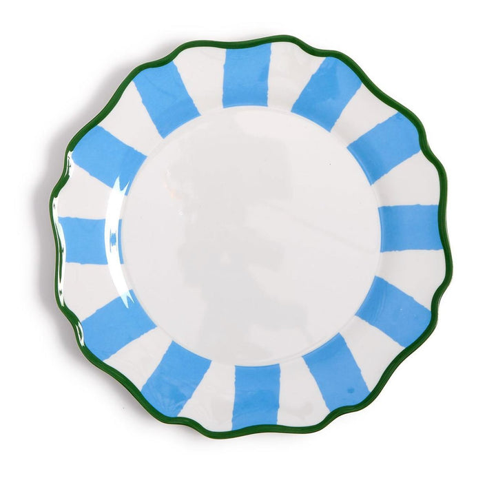 Blue Striped Dinner Plates - Set of 4 Dinner Plates Two's Company 