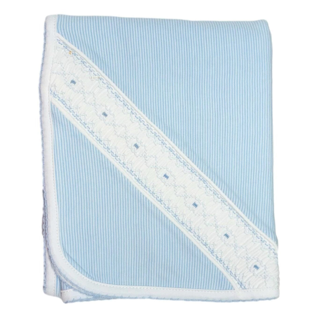 Blue Striped Hand Smocked Blanket Baby Blanket Baby Loren 