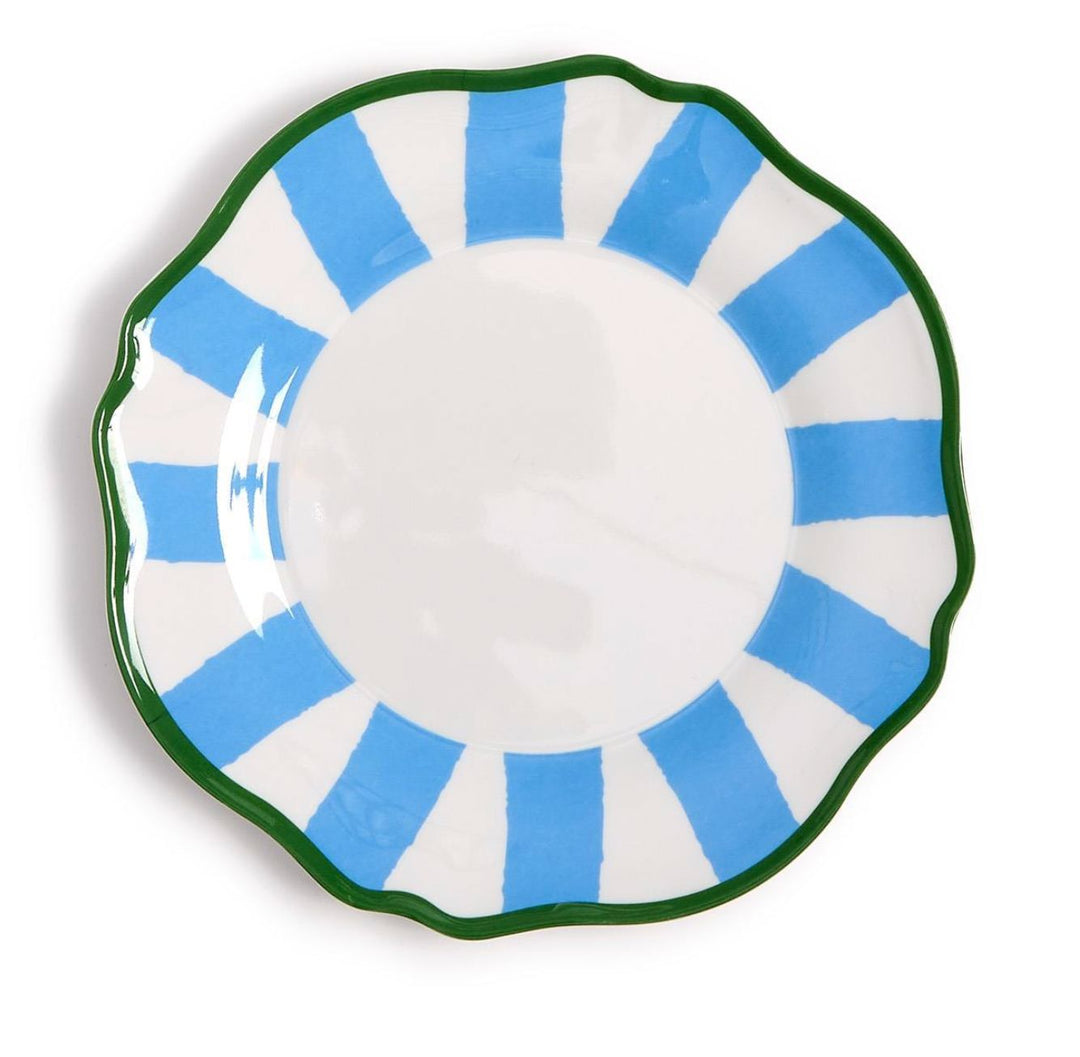 Blue Striped Salad/Dessert Plates - Set of 4 Dinner Plates Two's Company 