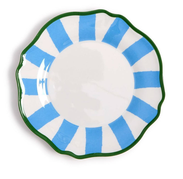 Blue Striped Salad/Dessert Plates - Set of 4 Dinner Plates Two's Company 