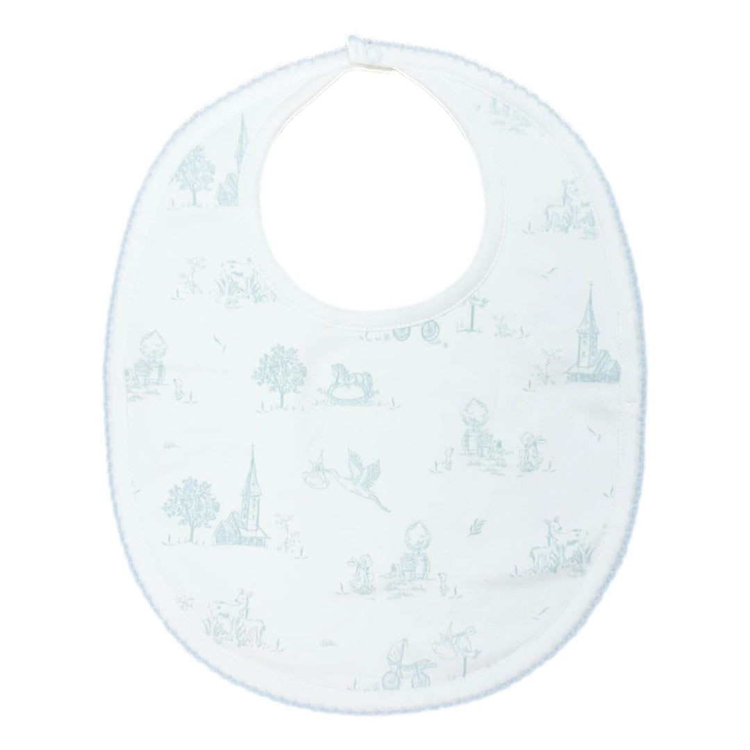 Blue Toile Baby Bib Bib Baby Loren 