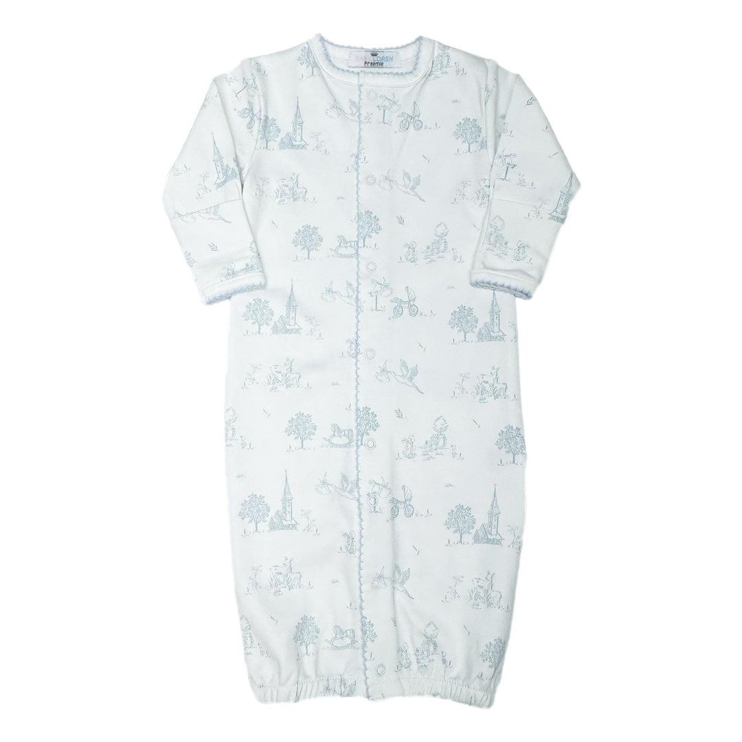 Blue Toile Converter Gown Boy Gown Baby Loren 
