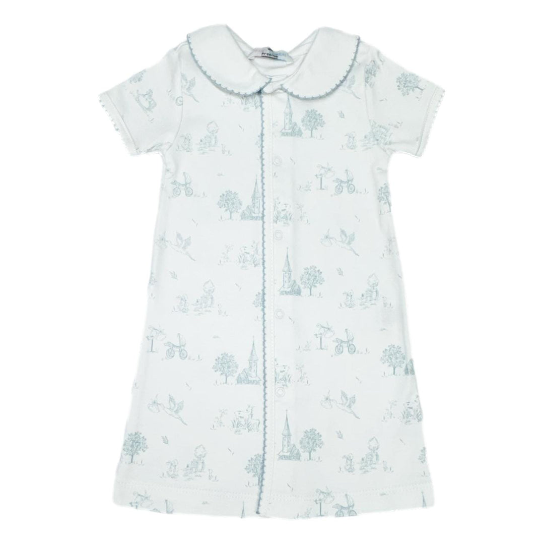 Blue Toile Pima Gown Boy Gown Baby Loren 