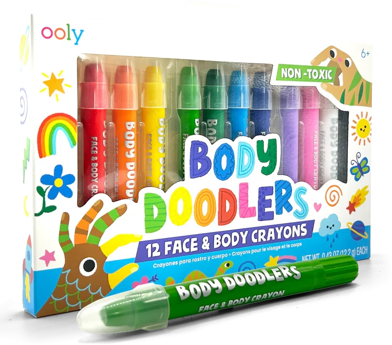 Body Doodlers - Face & Body Crayons - Set of 12 Coloring Supplies Ooly 