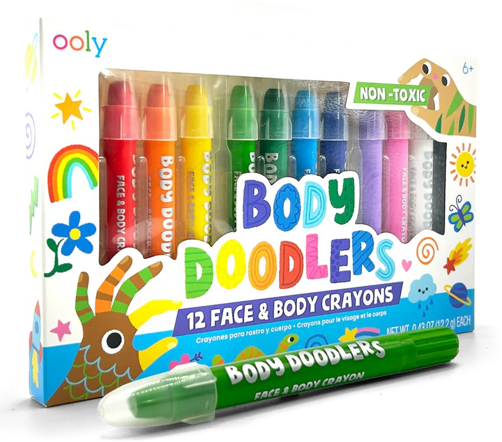 Body Doodlers - Face & Body Crayons - Set of 12 Coloring Supplies Ooly 