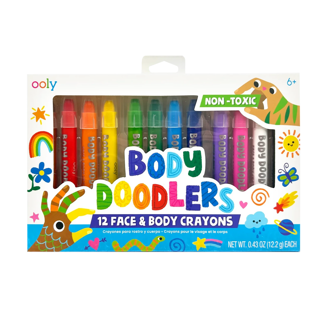 Body Doodlers - Face & Body Crayons - Set of 12 Coloring Supplies Ooly 