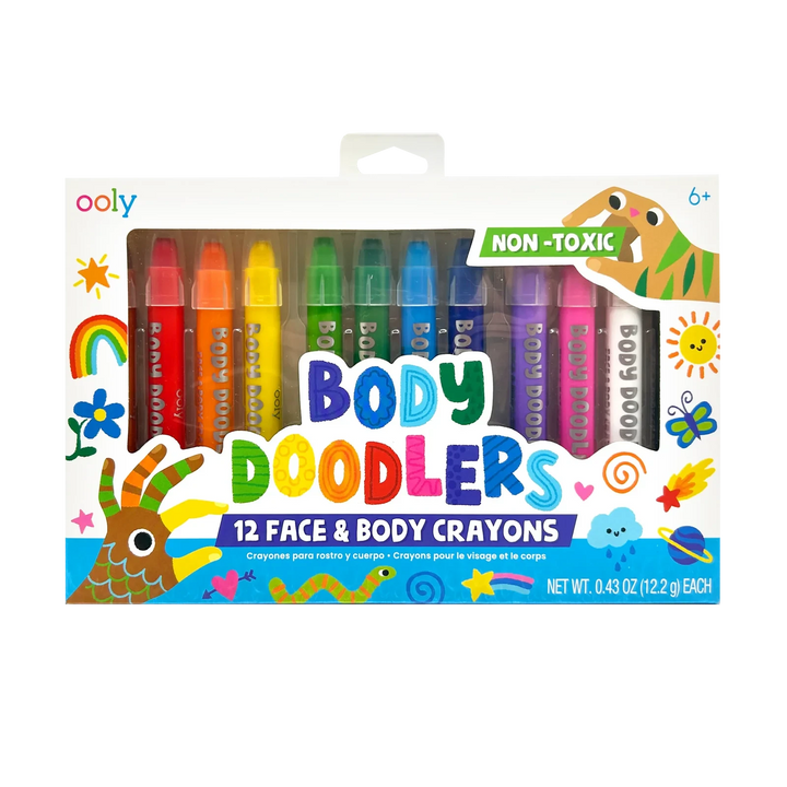 Body Doodlers - Face & Body Crayons - Set of 12 Coloring Supplies Ooly 
