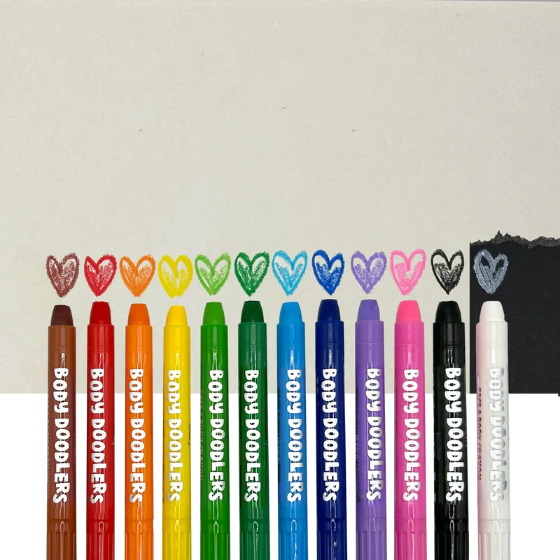 Body Doodlers - Face & Body Crayons - Set of 12 Coloring Supplies Ooly 