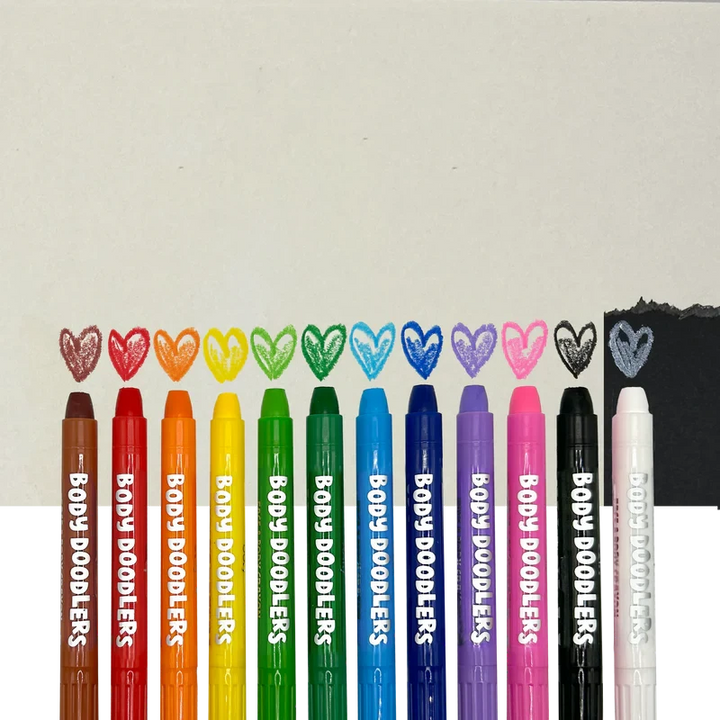 Body Doodlers - Face & Body Crayons - Set of 12 Coloring Supplies Ooly 