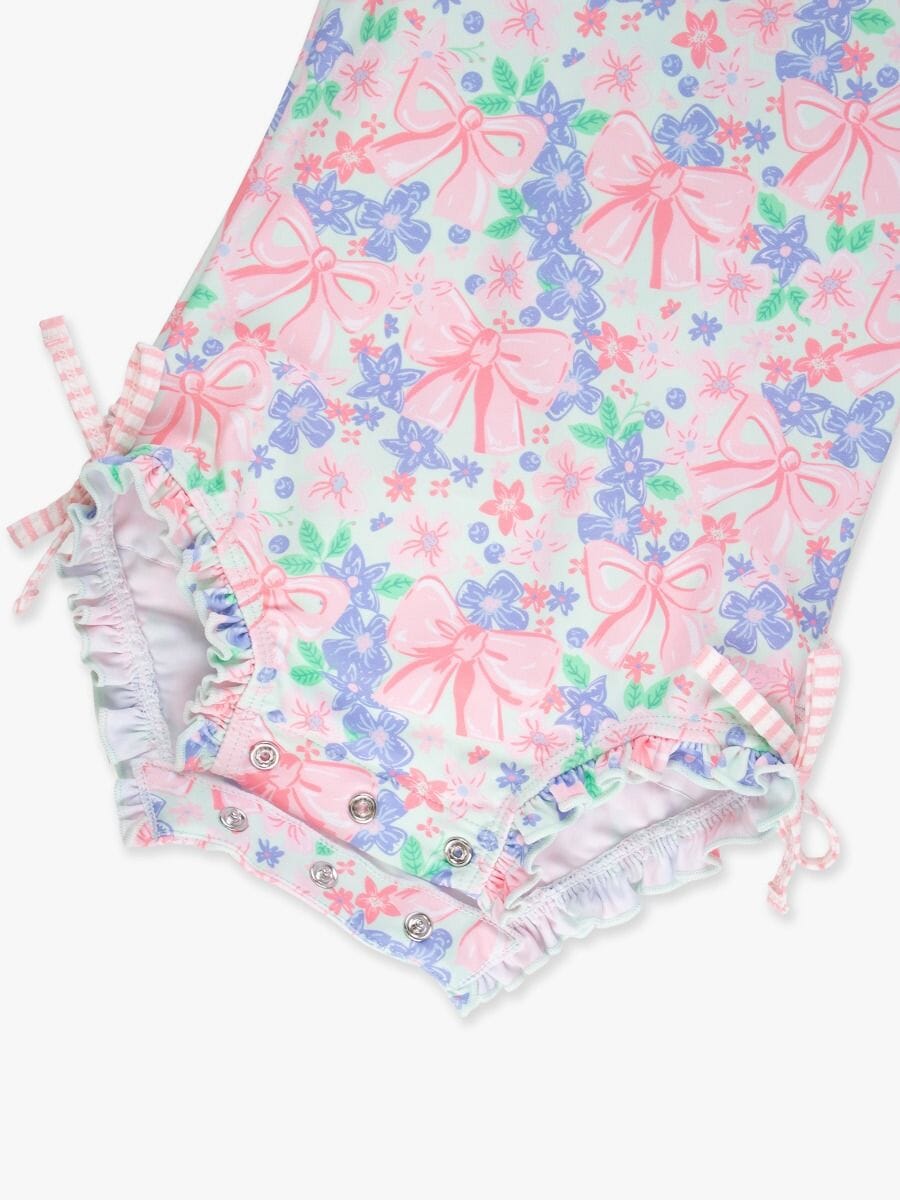 Bow Blooms Long Sleeve Rash Guard Swimsuit Girl Bathing Suit Rufflebutts 