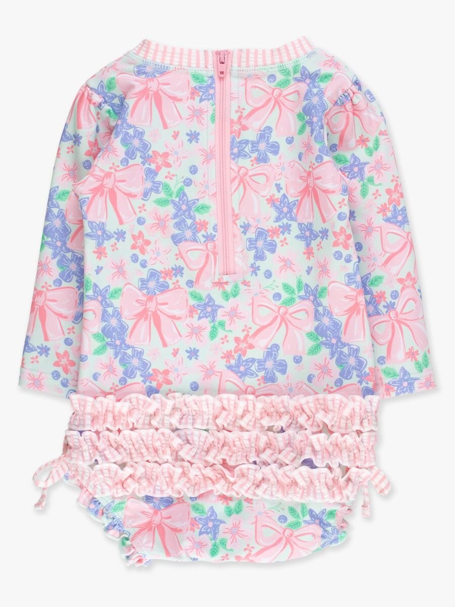 Bow Blooms Long Sleeve Rash Guard Swimsuit Girl Bathing Suit Rufflebutts 