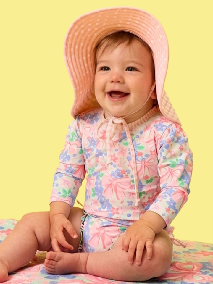Bow Blooms Long Sleeve Rash Guard Swimsuit Girl Bathing Suit Rufflebutts 