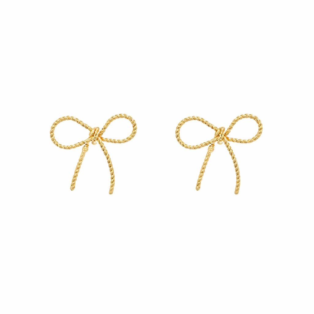 Bow Texture Metal Earrings Womens Earrings Golden Stella 