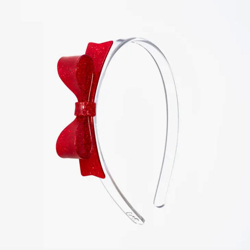 Bow Tie Glitter Red Headband Headband Lillies and Roses 