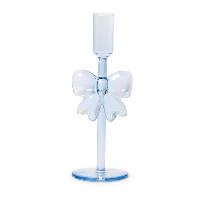 Bows Hand-Crafted Taper Candleholder Candle Holders Two's Company Blue 