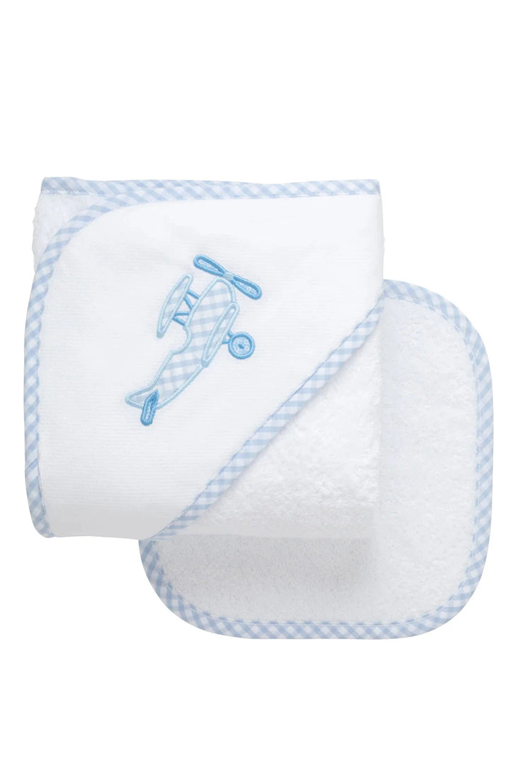 Boxed Applique Hooded Towel + Washcloth Set - Boy Hooded Bath Towels 3 Marthas Plane 