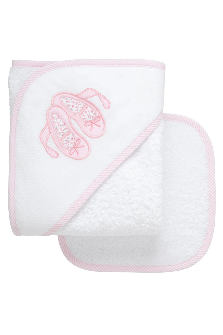 Boxed Applique Hooded Towel + Washcloth Set - Girl Hooded Bath Towels 3 Marthas Ballet 