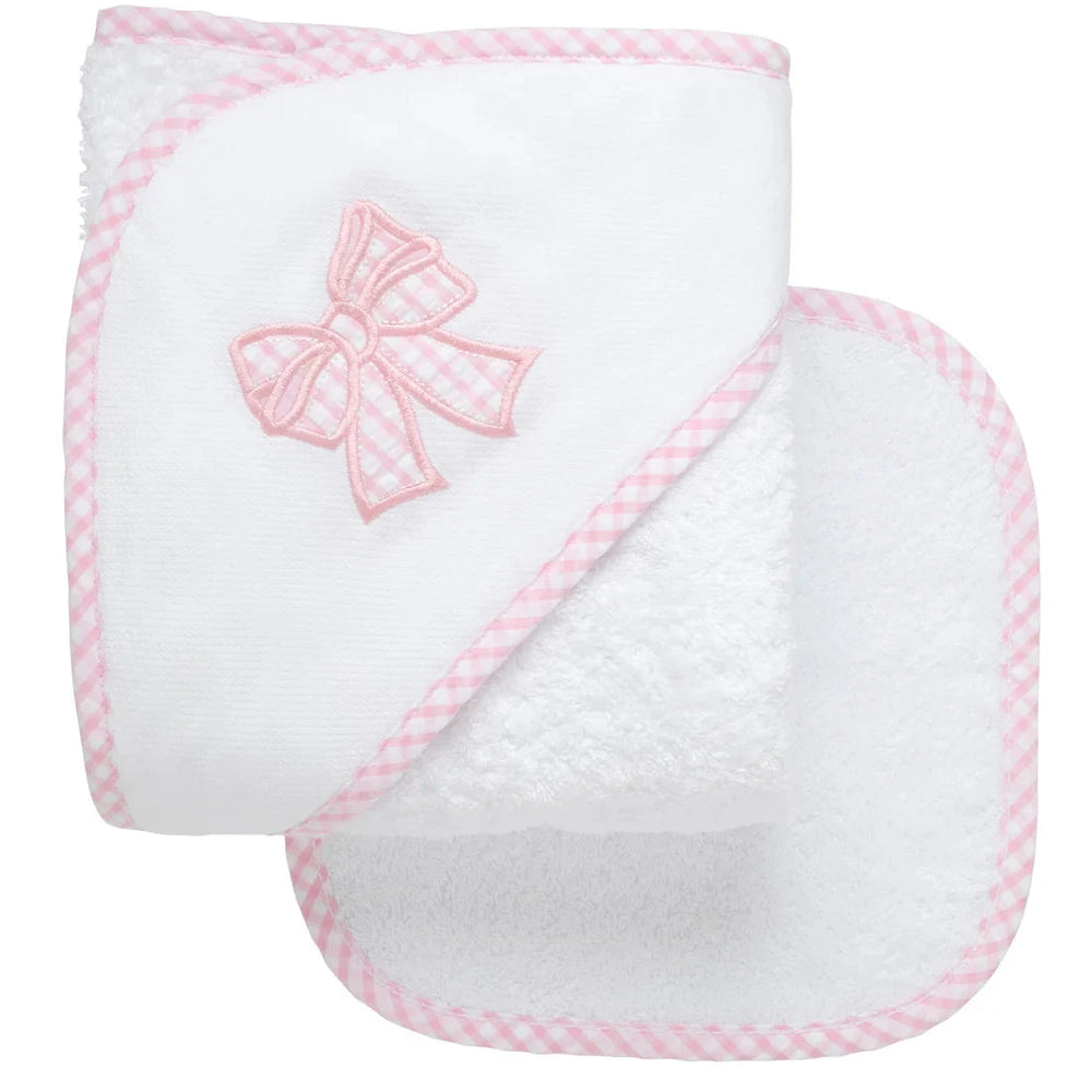 Boxed Applique Hooded Towel + Washcloth Set - Girl Hooded Bath Towels 3 Marthas Bow 