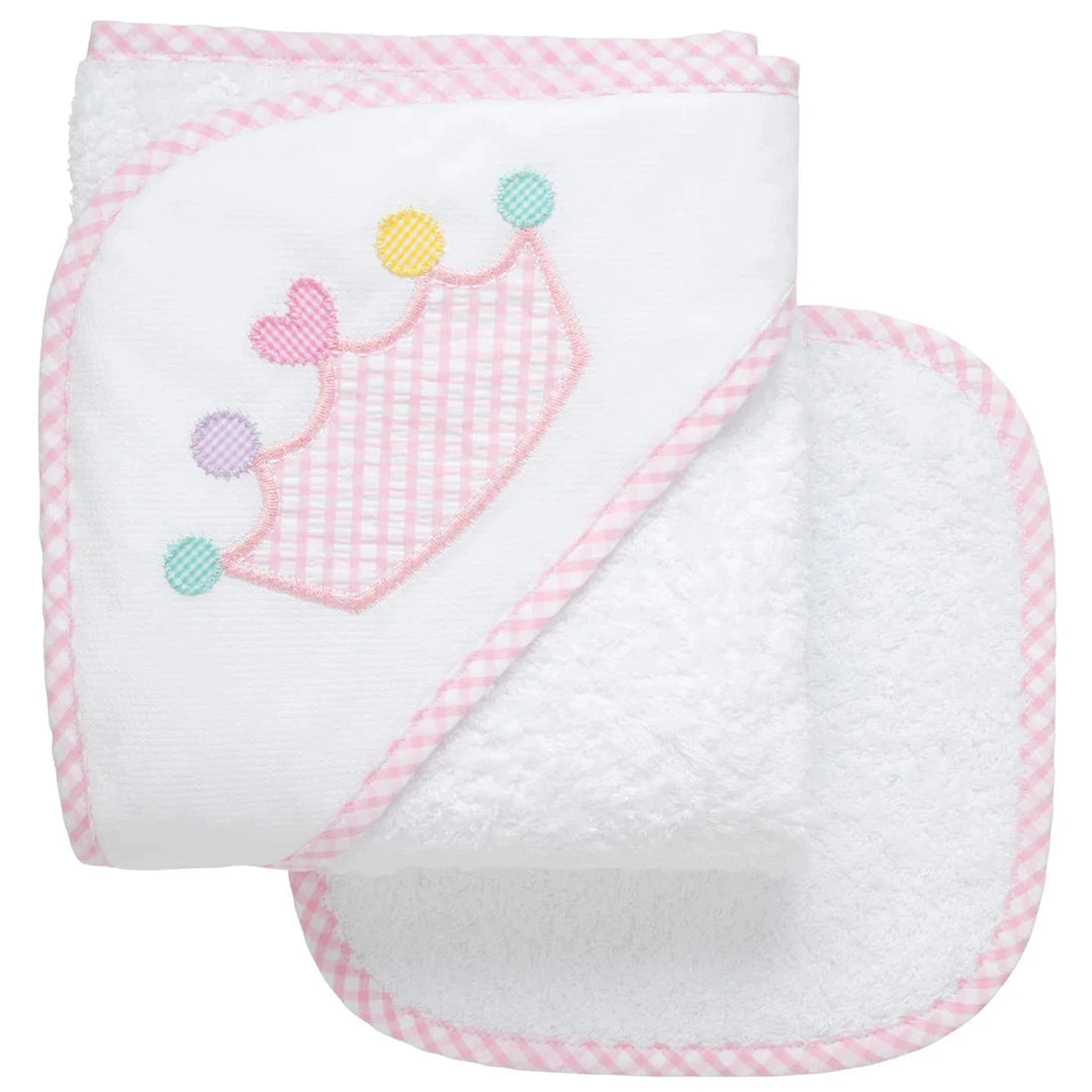 Boxed Applique Hooded Towel + Washcloth Set - Girl Hooded Bath Towels 3 Marthas Princess 