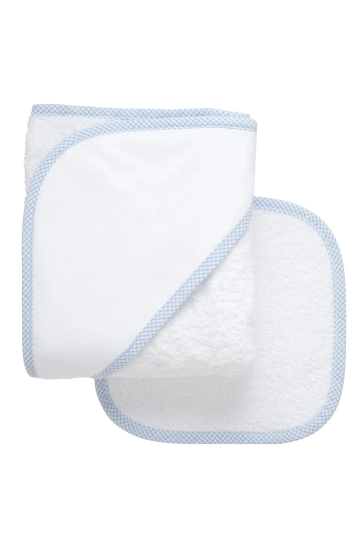 Boxed Monogrammed Hooded Towel + Washcloth Set Hooded Bath Towels 3 Marthas Blue Check 