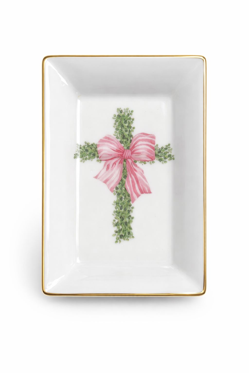 Boxwood Ribboned Cross Trinket Dish Trinket Dish The French Bee 