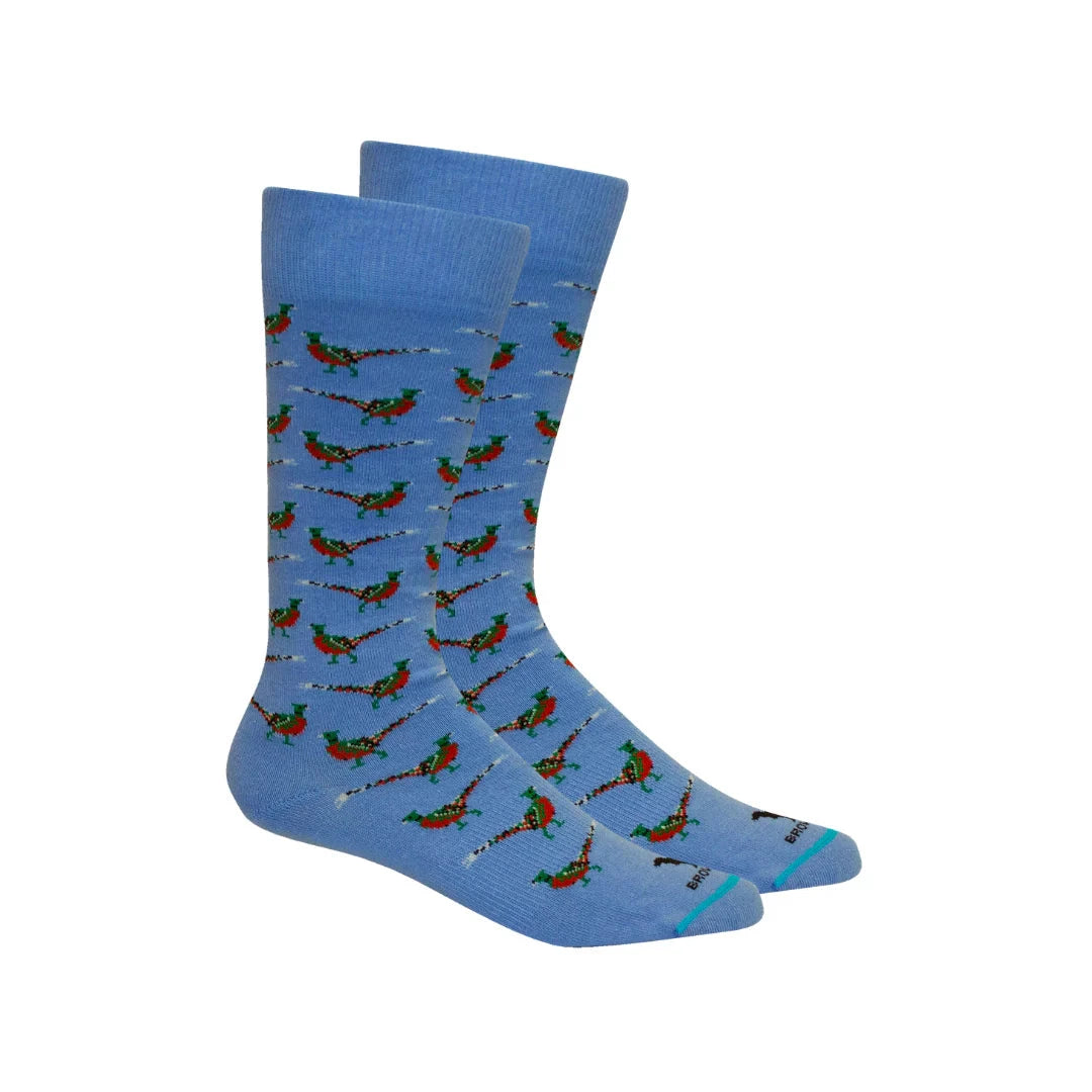 Boxwood Socks - Della Blue Mens Socks Brown Dog 