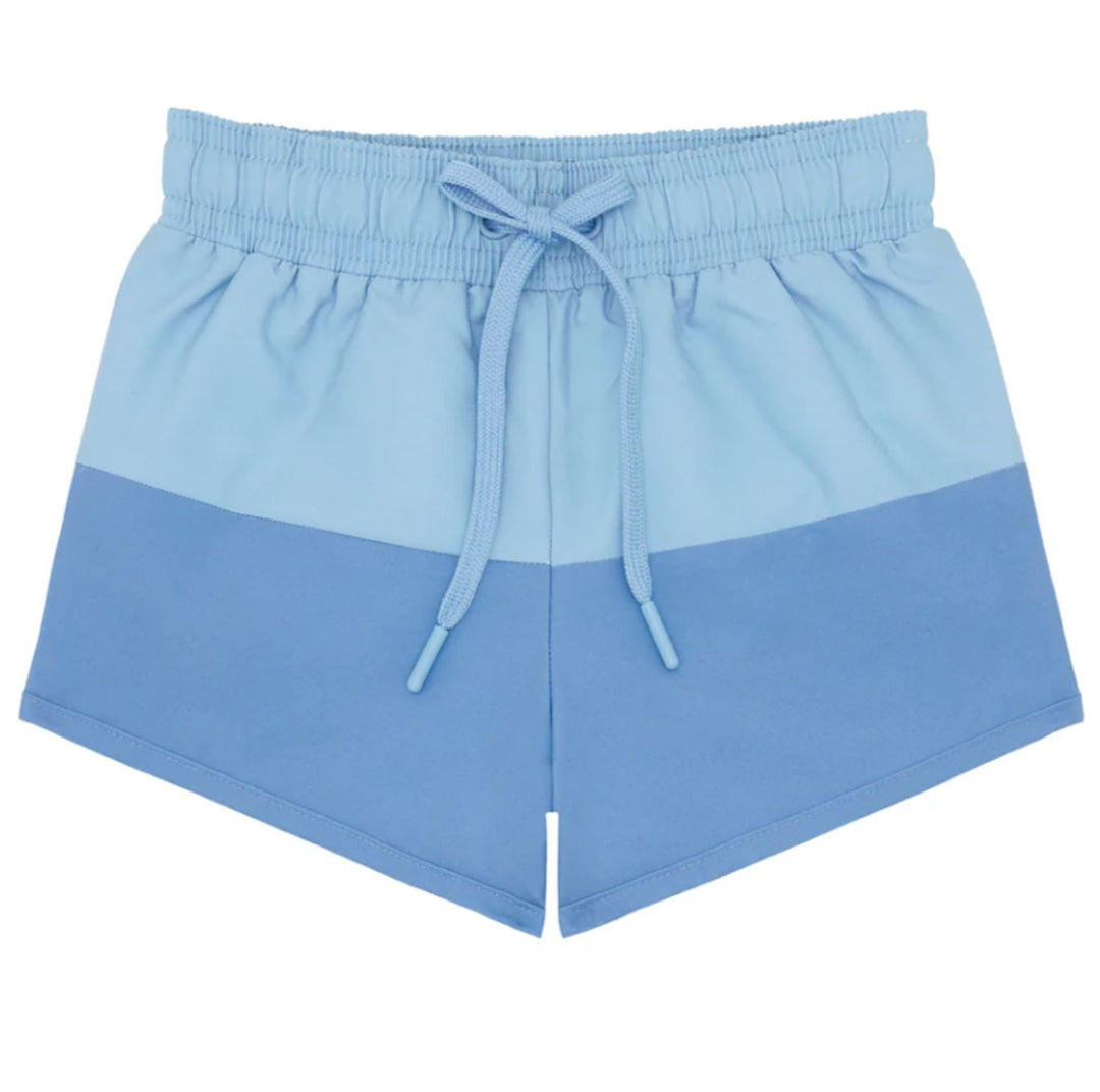 Boys Bermuda Blue Colorblock Boardie Boy Bathing Suit Minnow 