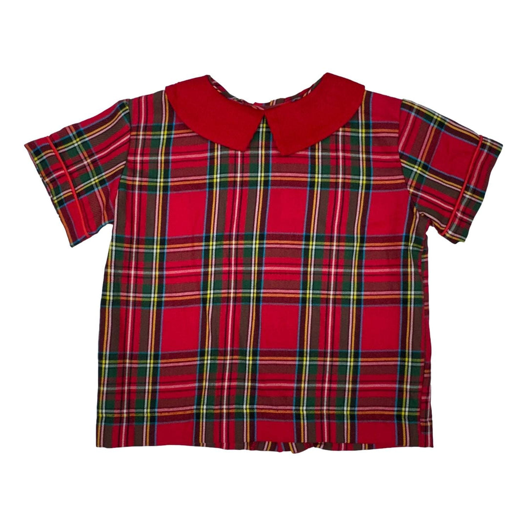 Boys Collared Shirt - Christmas Plaid Boy Shirt Funtasia Too 