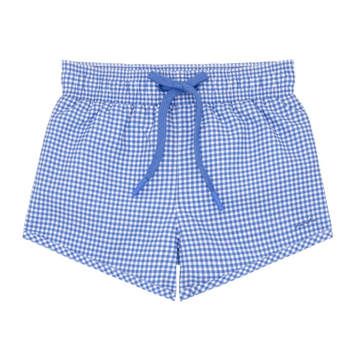 Boys Sky Blue Gingham Boardie Boy Bathing Suit Minnow 