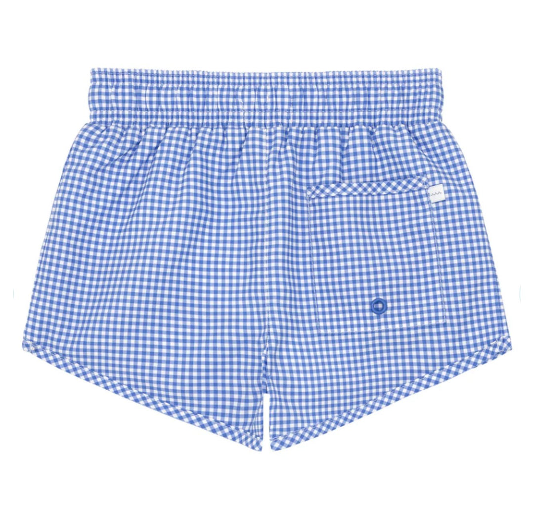 Boys Sky Blue Gingham Boardie Boy Bathing Suit Minnow 