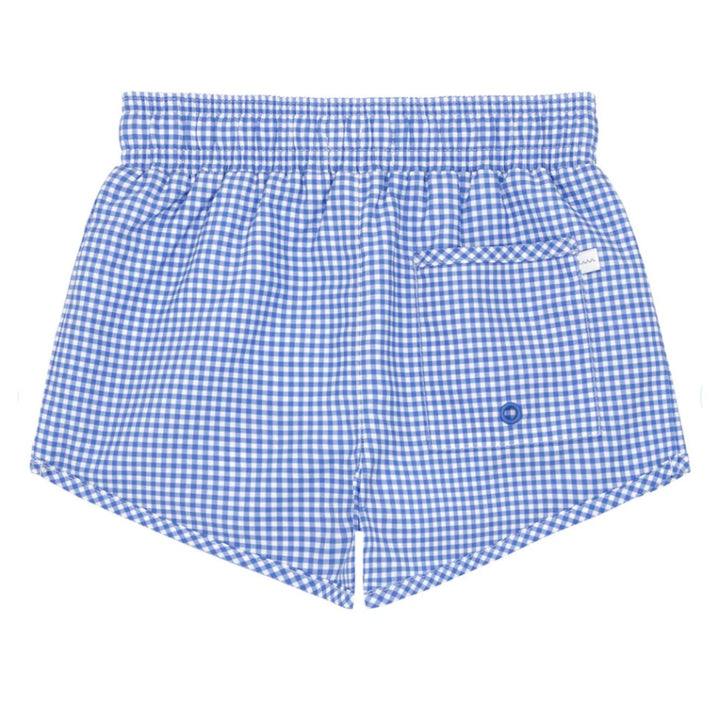 Boys Sky Blue Gingham Boardie Boy Bathing Suit Minnow 