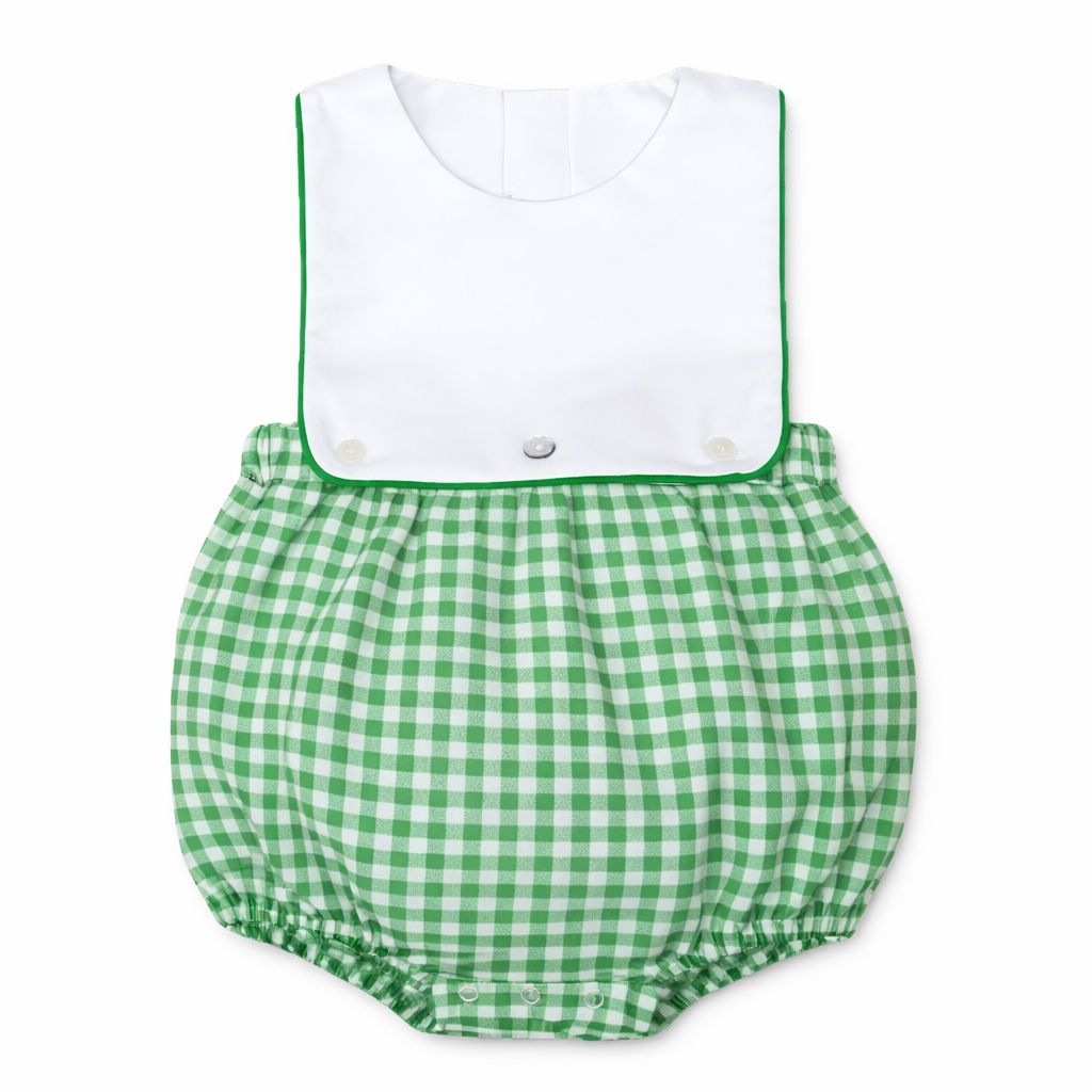 Boy's Sunsuit - Green Checks Boy Bubble Marco and Lizzy 