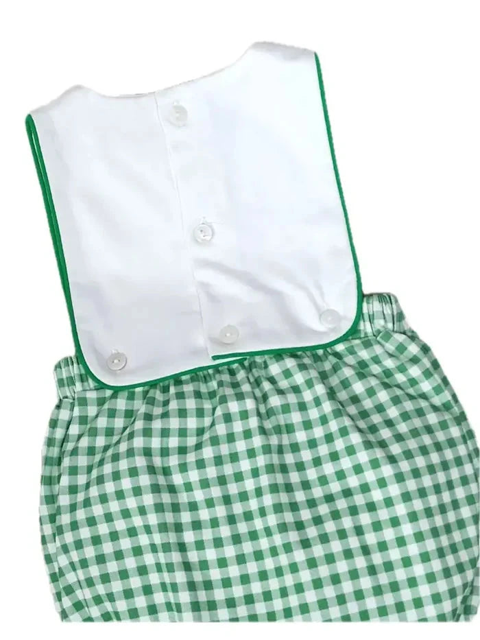 Boy's Sunsuit - Green Checks Boy Bubble Marco and Lizzy 