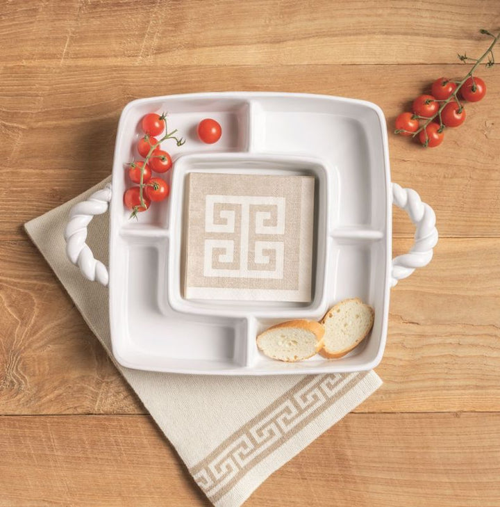 Braided Handle Section Server Serving Plate MudPie 