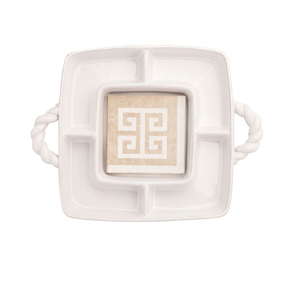 Braided Handle Section Server Serving Plate MudPie 
