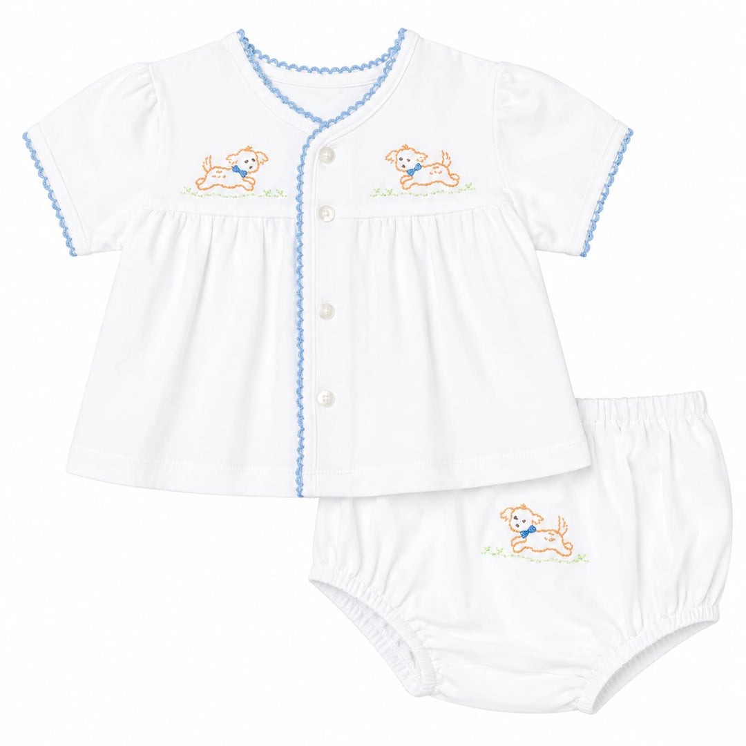 Brennen Knit Diaper Set - Blue Dogs Boy Diaper Set Remember Nguyen - Baby Sen 