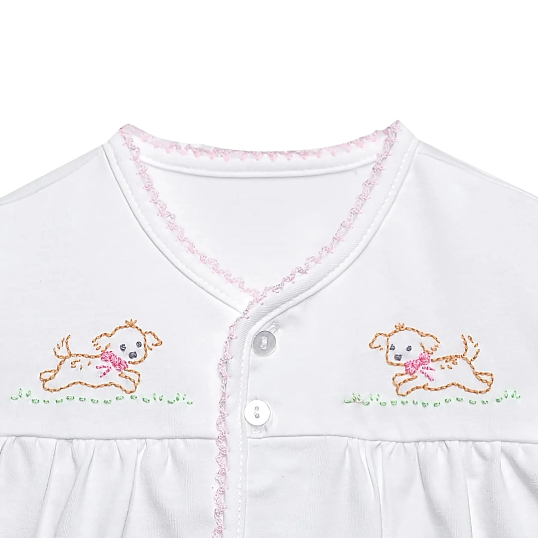 Brennen Knit Diaper Set - Pink Dogs Girl Bloomer Set Remember Nguyen - Baby Sen 