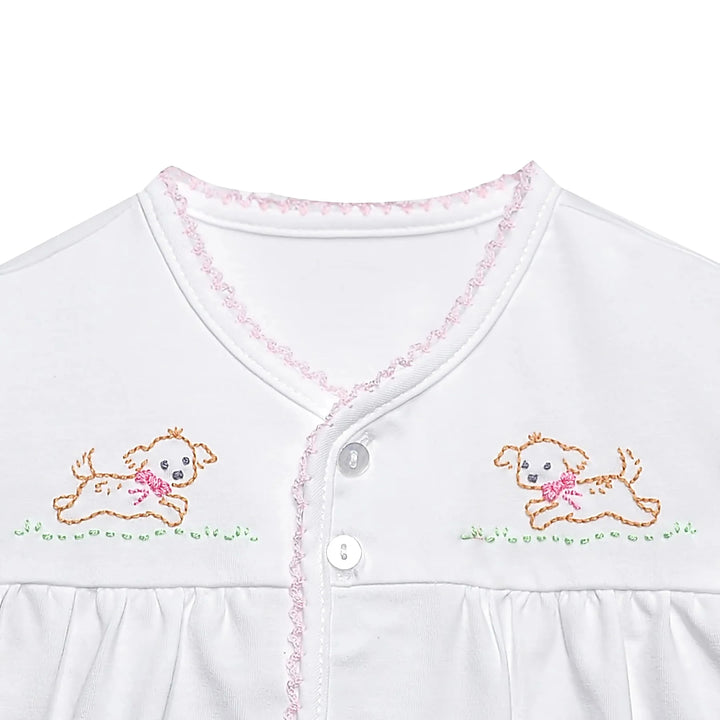 Brennen Knit Diaper Set - Pink Dogs Girl Bloomer Set Remember Nguyen - Baby Sen 