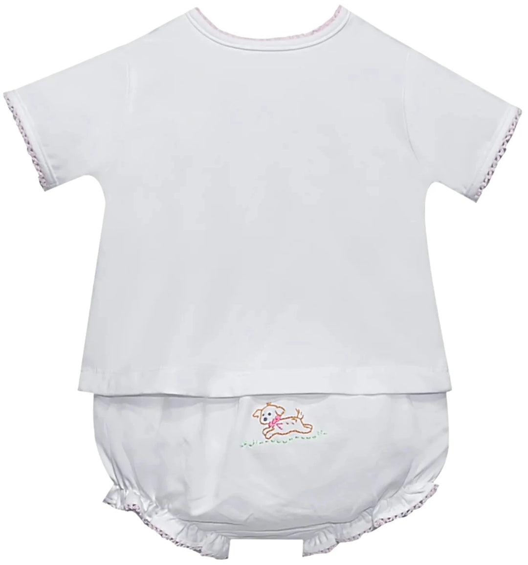 Brennen Knit Diaper Set - Pink Dogs Girl Bloomer Set Remember Nguyen - Baby Sen 