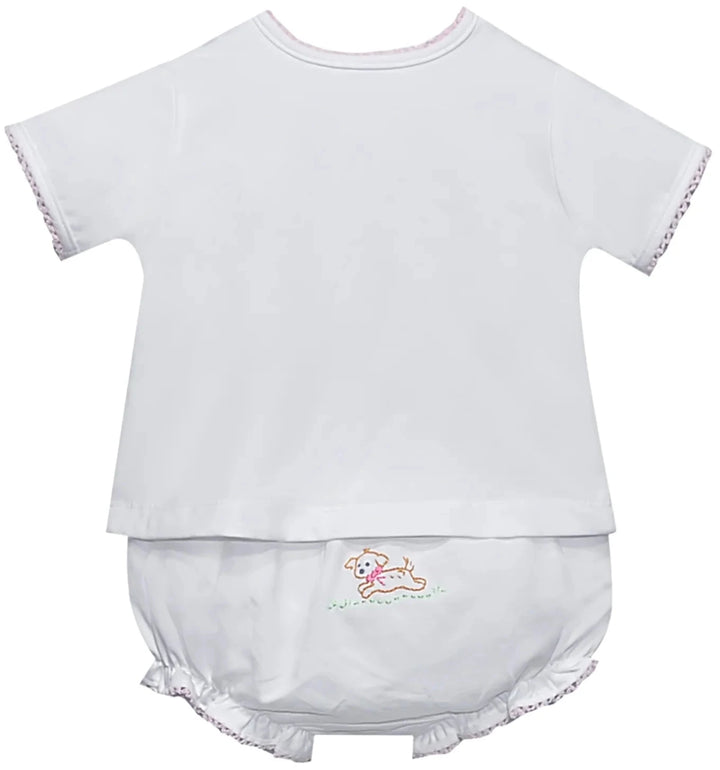 Brennen Knit Diaper Set - Pink Dogs Girl Bloomer Set Remember Nguyen - Baby Sen 