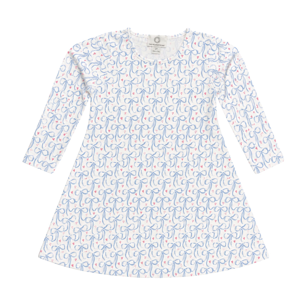Brielle Bow A Line LS Dress Girl Dress Proper Peony 