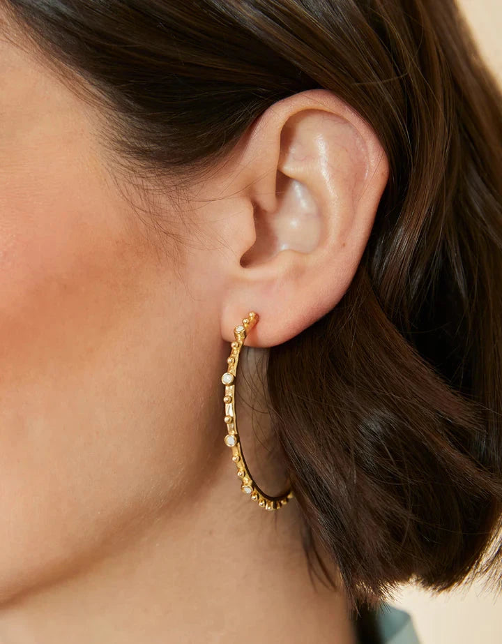 Bristol Hoop Earrings 45mm White Opal Womens Earrings Spartina 