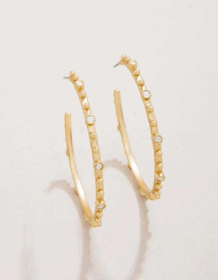 Bristol Hoop Earrings 45mm White Opal Womens Earrings Spartina 